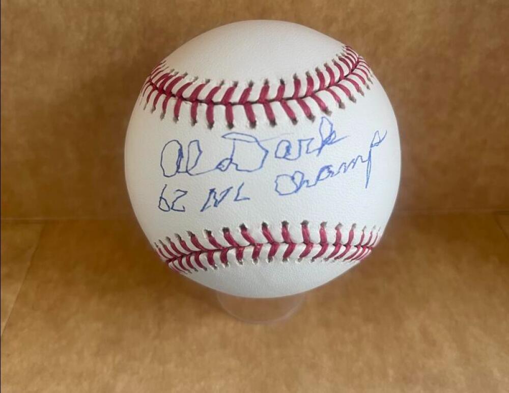 ALVIN DARK GIANTS 62 NL CHAMPS SIGNED AUTOGRAPHED M.L. BASEBALL BAS AUTHENTICATE