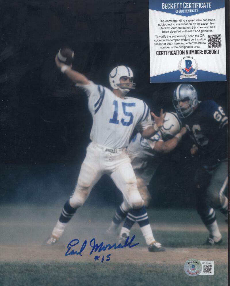 EARL MORRALL BALTIMORE COLTS SIGNED AUTOGRAPHED 8X10 PHOTO BECKETT BC60511