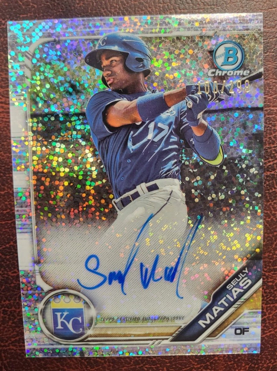 2019 BOWMAN CHROME PROSPECTS SEULY MATIAS ROYALS AUTO SPRARKLE SPECKLE /299