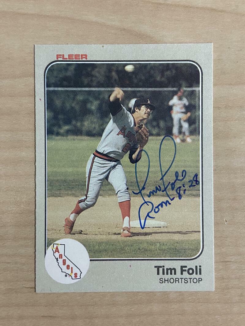 TIM FOLI CALIFORNIA ANGELS SIGNED AUTOGRAPHED 1983 FLEER CARD #88 W/COA