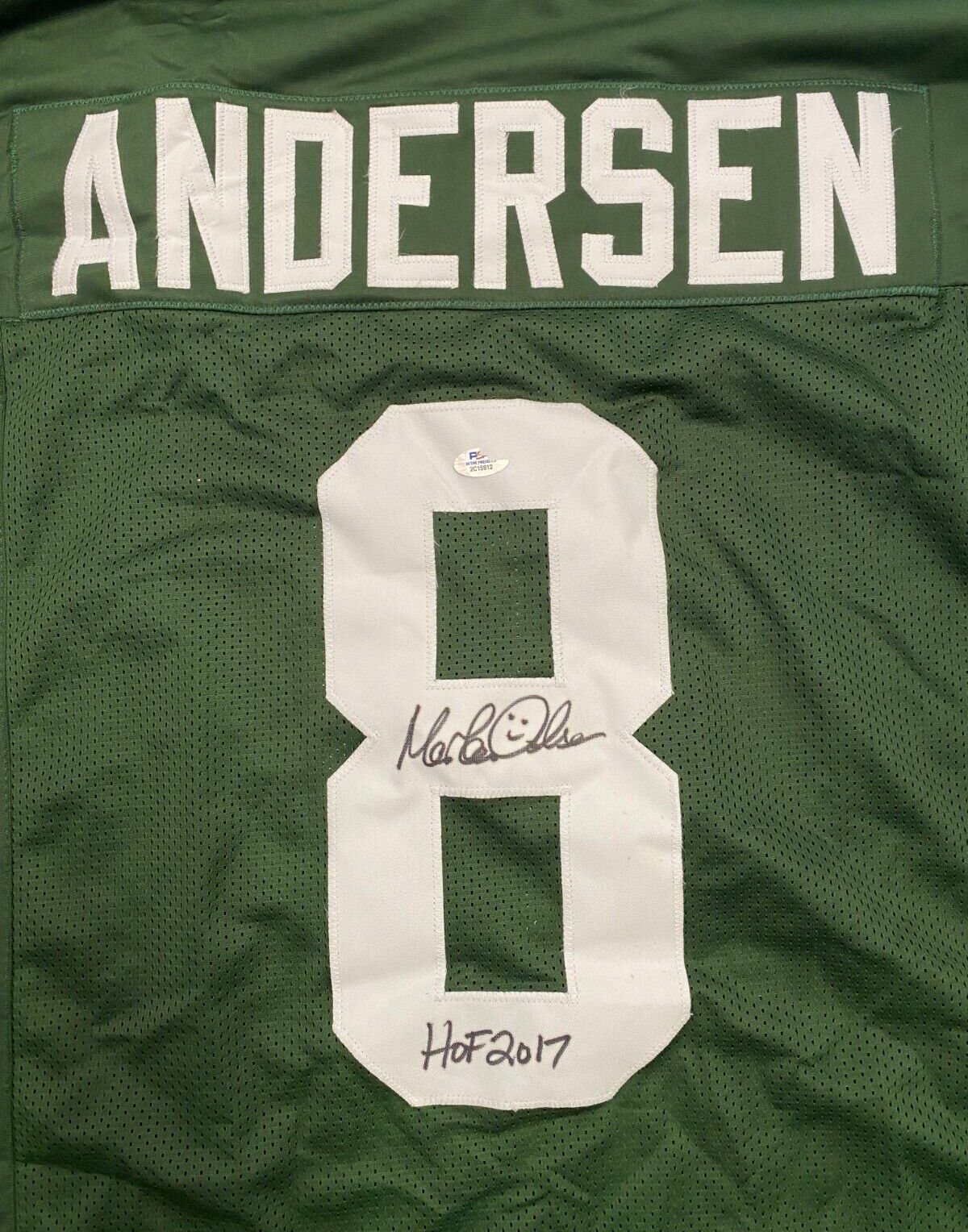 MORTEN ANDERSEN #8 HOF 2017 MICHIGAN STATE SIGNED CUSTOM JERSEY SZ XL PSA