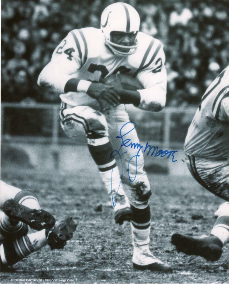 LENNY MOORE BALTIMORE COLTS SIGNED AUTOGRAPHED 8X10 PHOTO W/COA