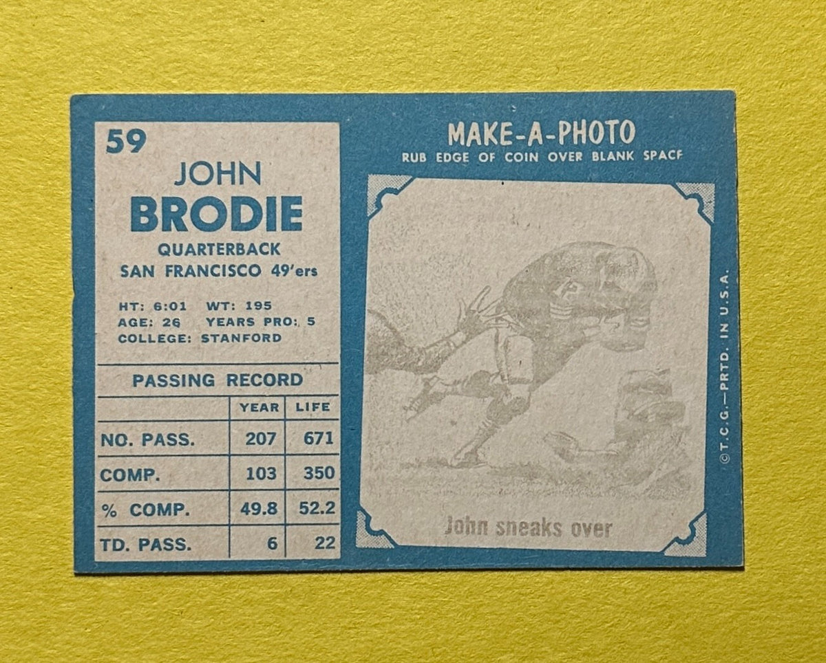 1961 TOPPS JOHN BRODIE #59 49ERS
