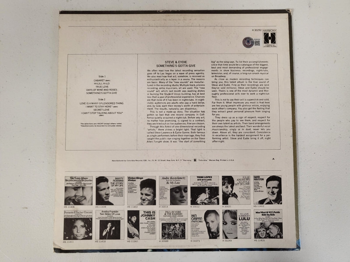 STEVE EYDIE SIGNED BY EYDIE AUTOGRAPHED RECORD ALBUM BECKETT AUTHENTIC