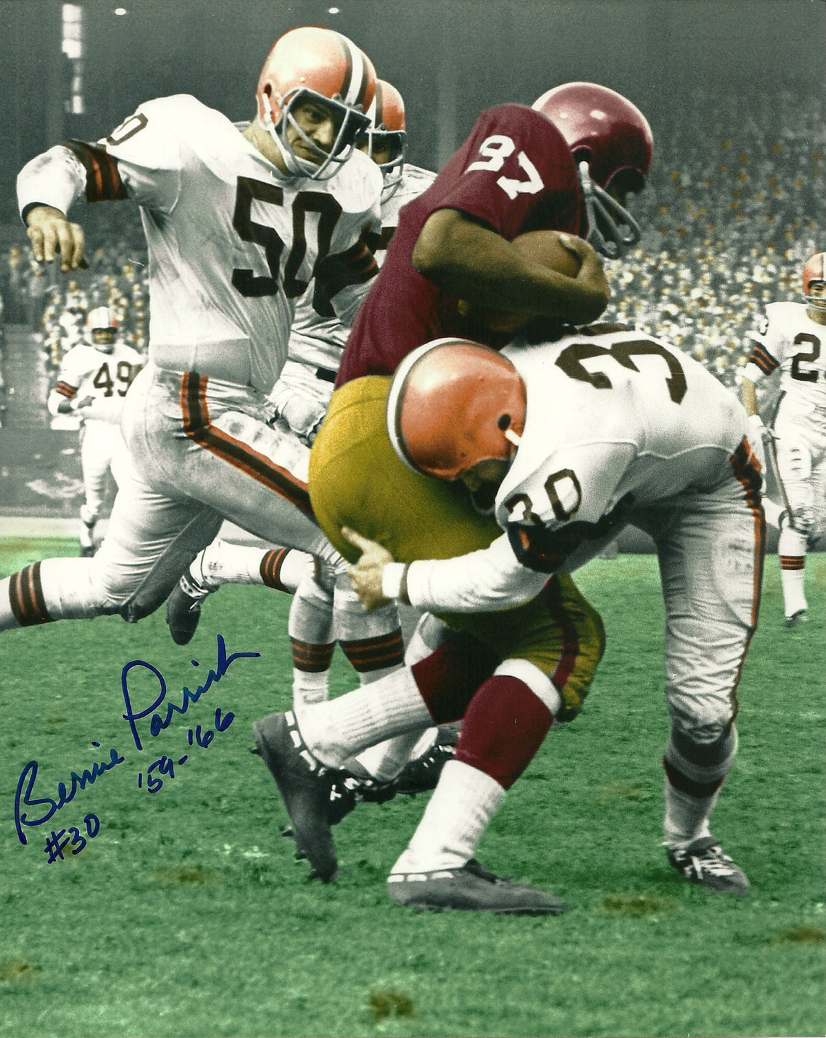 BERNIE PARRISH CLEVELAND BROWNS SIGNED AUTO 8x10 PHOTO W/COA