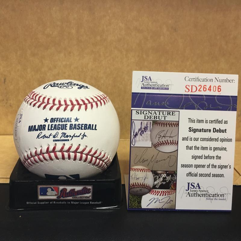 TRAVIS DEMERITTE DETROIT TIGERS SIGNED AUTOGRAPHED M.L. BASEBALL JSA SD26406