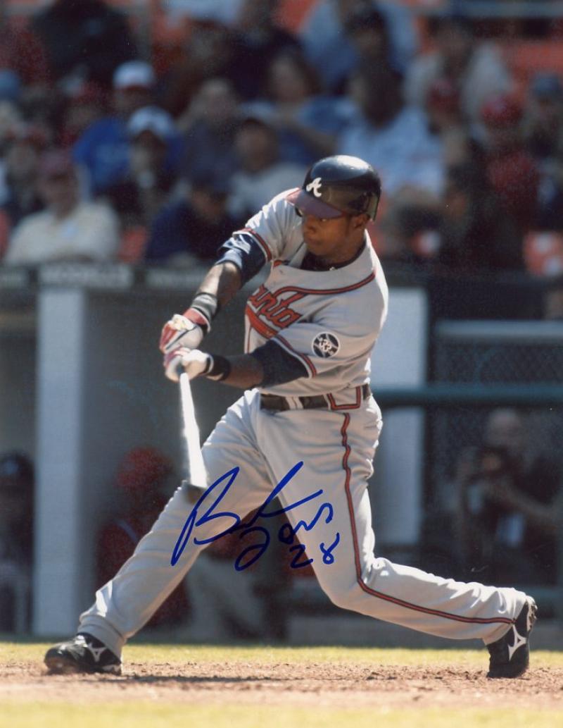 BRANDON JONES ACTION ATLANTA BRAVES SIGNED AUTOGRAPHED 8x10 PHOTO W/COA