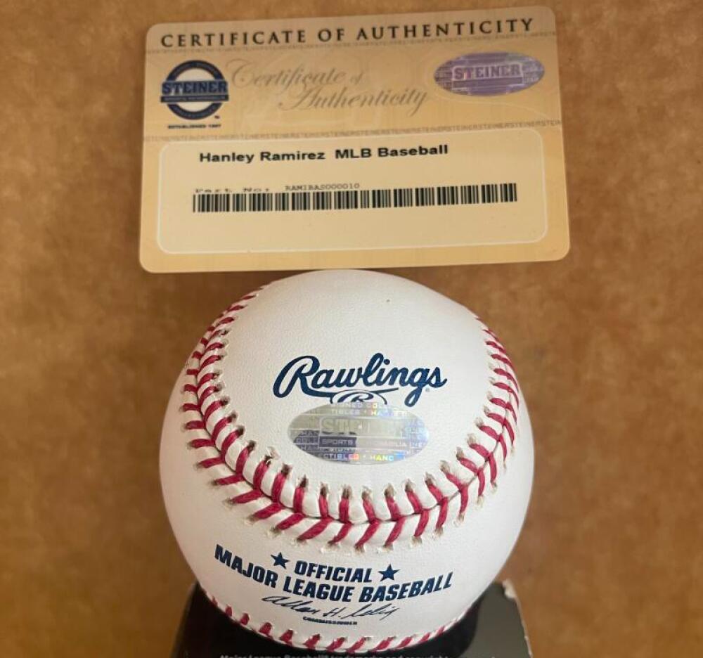 HANLEY RAMIREZ RED SOX/DODGERS SIGNED AUTOGRAPHED M.L. BASEBALL STEINER AUTH