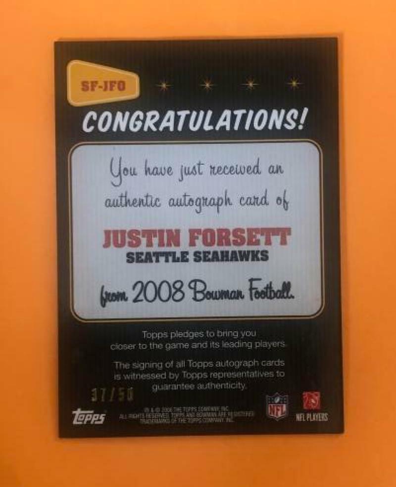2006 BOWMAN SIGNS OF THE FUTURE JUSTIN FORSETT ROOKIE AUTO 37/50
