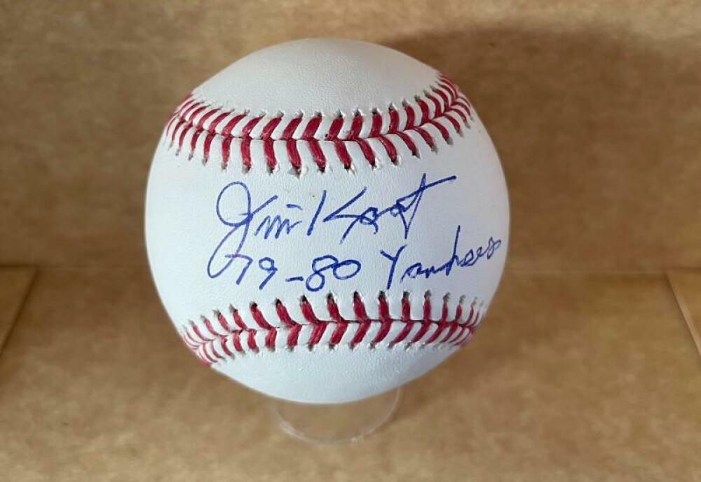 JIM KAAT TWINS 79-80 YANKEES SIGNED AUTOGRAPHED M.L. BASEBALL BECKETT BB25597
