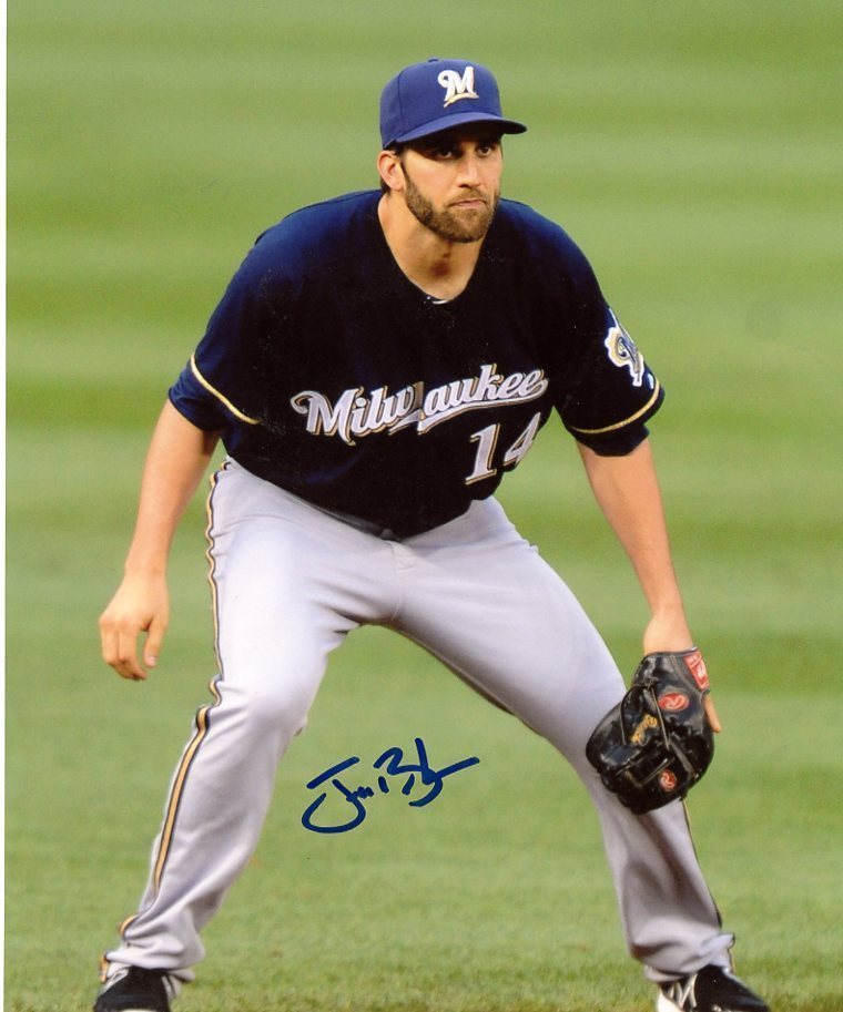 JEFF BIANCHI INFIELD MILWAUKEE BREWERS SIGNED AUTOGRAPHED 8X10 PHOTO W/COA