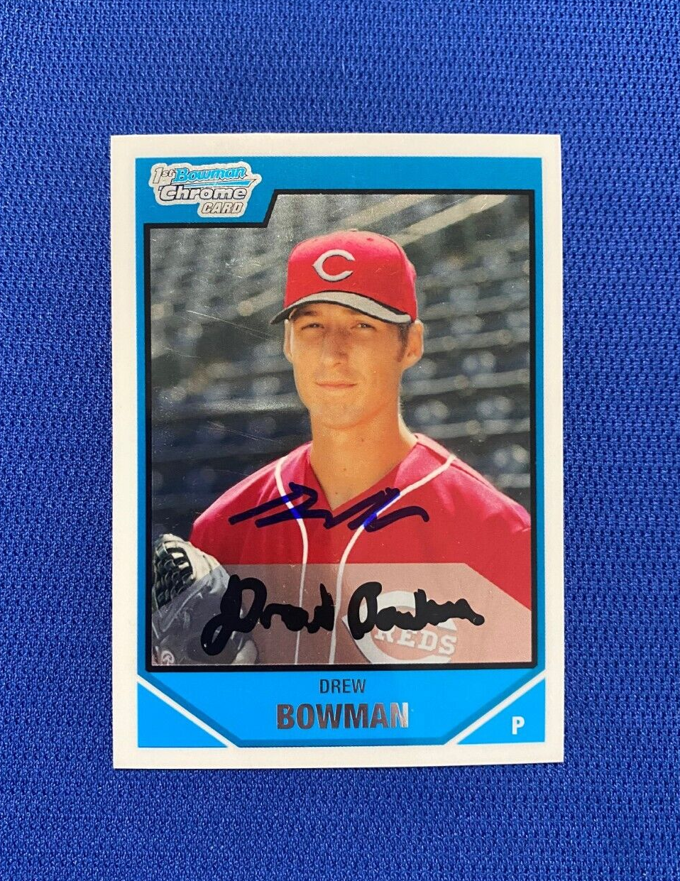 2007 BOWMAN CHROME DRAFT DREW BOWMAN REDS SIGNED AUTO AUTOGRAPH CARD #BDPP38 COA