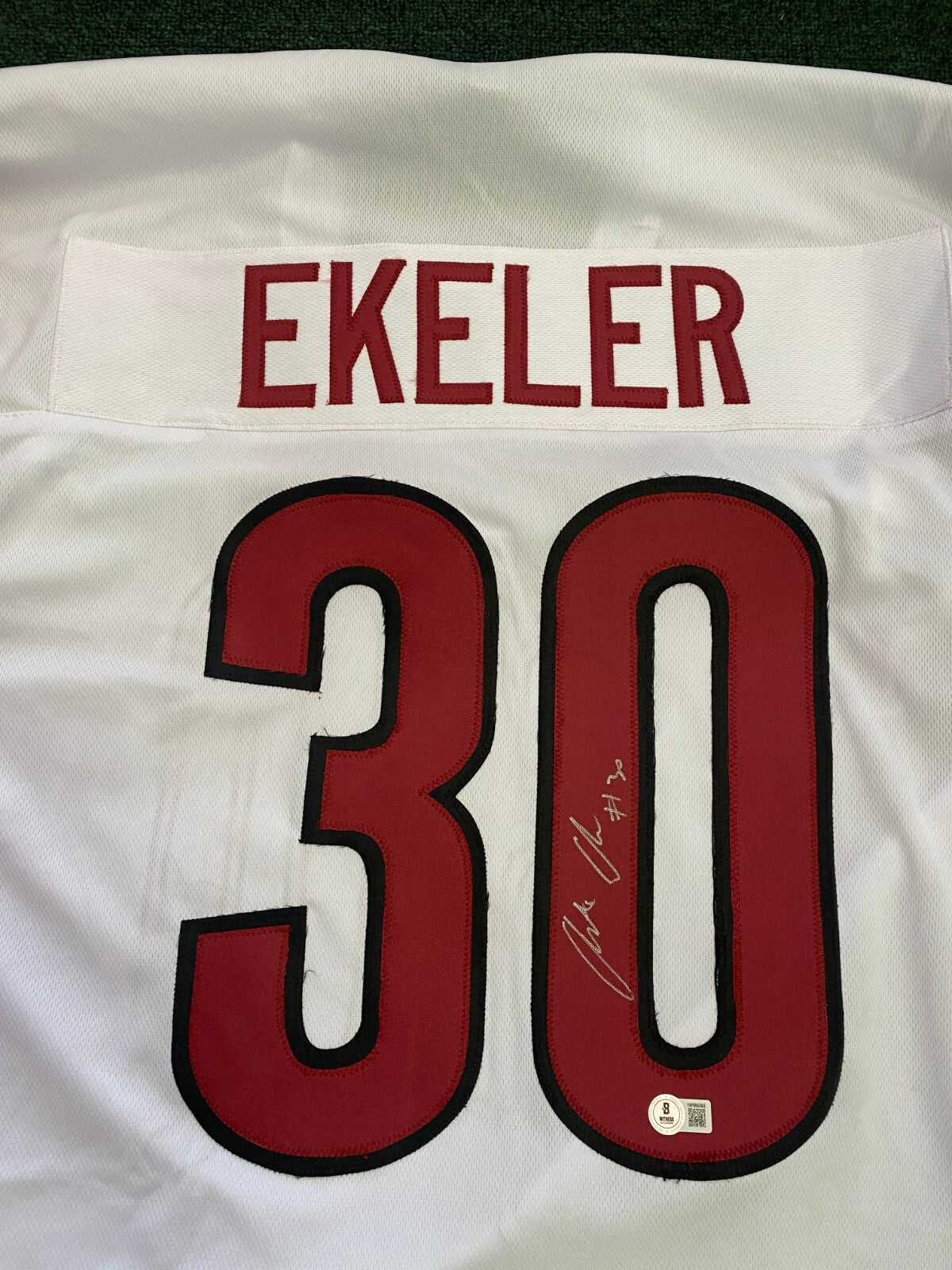 AUSTIN ECKELER 30 WASHINGTON COMMANDERS SIGNED AUTOGRAPH CUSTOM JERSEY BECKETT *