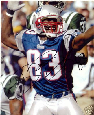 DEION BRANCH NEW ENGLAND PATRIOTS SIGNED 8X10 PHOTO COA