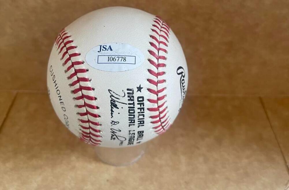 EDDIE MATHEWS MILWAUKEE BRAVES SIGNED AUTOGRAPHED N.L. BASEBALL JSA AUTH