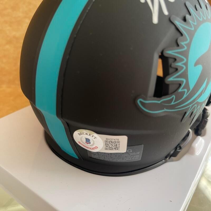 NAT MOORE DOLPHINS SIGNED AUTO ECLIPSE MINI HELMET BECKETT AUTH