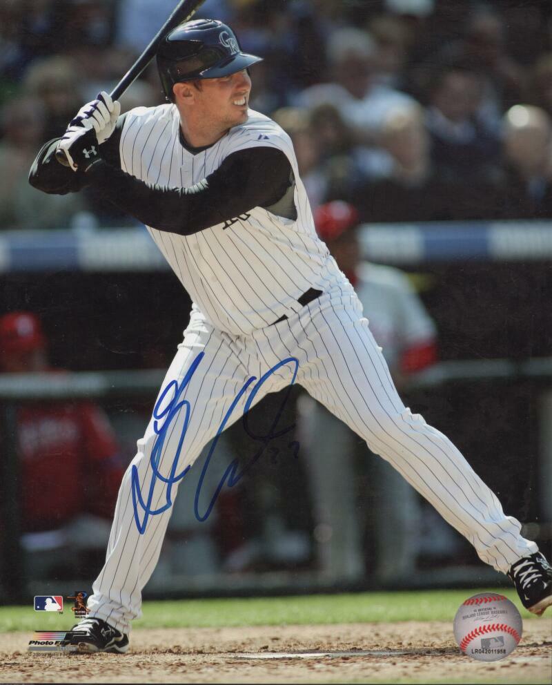 GARRETT ATKINS COLORADO ROCKIES SIGNED AUTOGRAPHED 8X10 PHOTO W/ COA