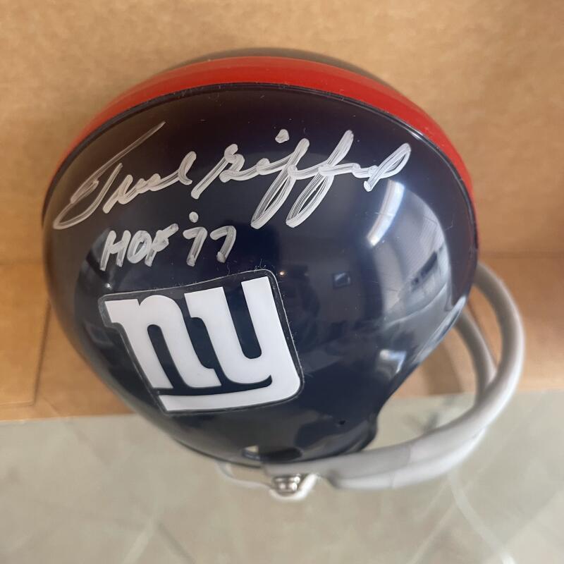FRANK GIFFORD NEW YORK GIANTS SIGNED 2 BAR VINTAGE MINI HELMET BAS BC60629