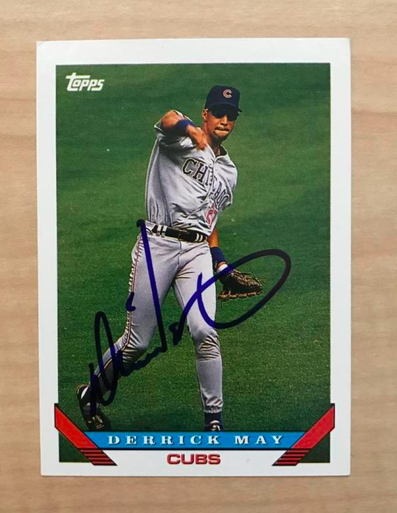 DERRICK MAY CHICAGO CUBS SIGNED AUTOGRAPHED 1993 TOPPS CARD #391 W/COA