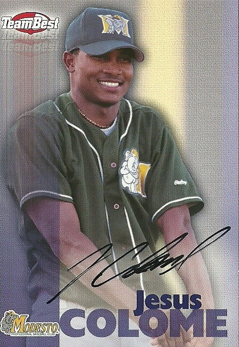 JESUS COLOME MODESTO BASEBALL SIGNED AUTOGRAPHED 1999 TEAM BEST CARD W/COA