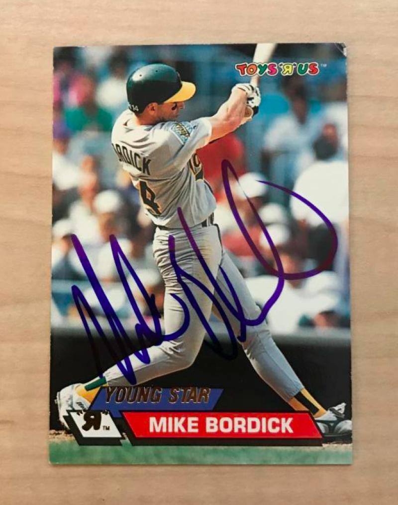 MIKE BORDICK OAKLAND ATHLETICS SIGNED AUTOGRAPHED 1993 STADIUM CLUB CARD#3 W/COA