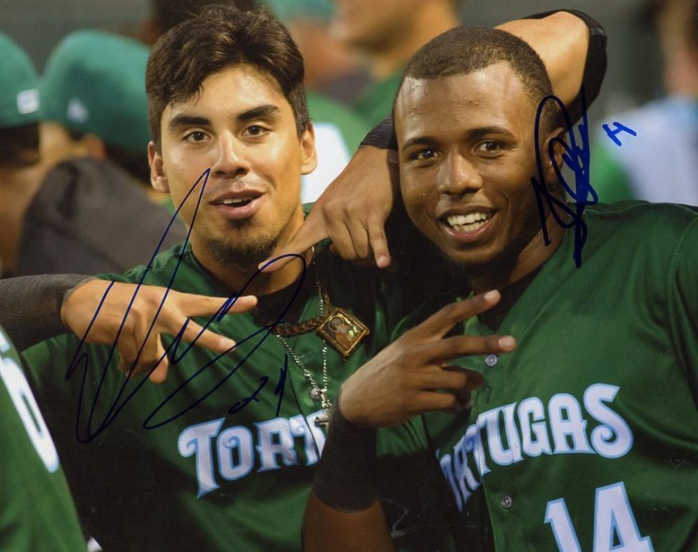 SEBASTIAN ELIZALDE/JUNIOR ARIAS TORTUGAS/REDS SIGNED AUTOGRAPHED 8X10 PHOTO W/CO