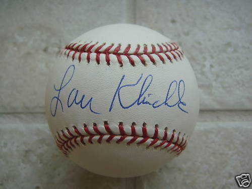LOU KLIMCHOCK METS/BRAVES SIGNED OFFICIAL ML BALL W/COA