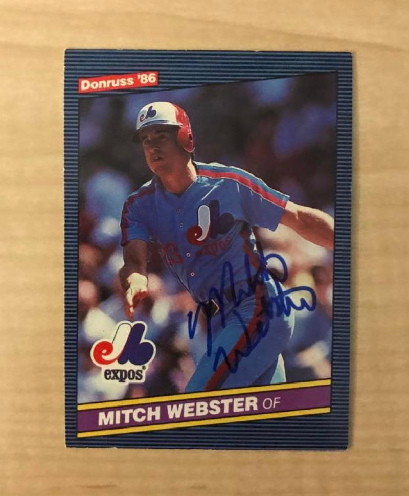 MITCH WEBSTER MONTREAL EXPOS SIGNED AUTOGRAPHED 1986 DONRUSS CARD #523 W/COA