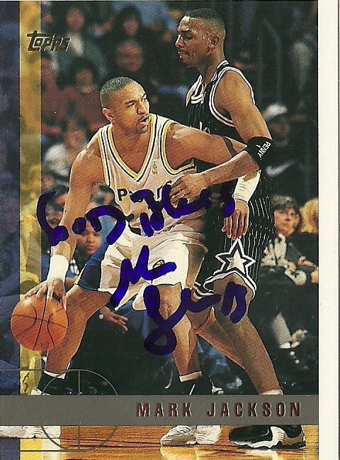 MARK JACKSON INDIANA PACERS SIGNED AUTOGRAPHED 1997 TOPPS CARD #105 W/COA