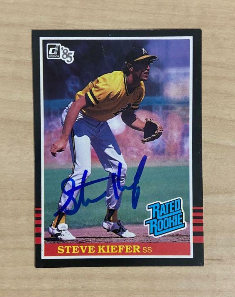 STEVE KIEFER OAKLAND ATHLETICS SIGNED AUTOGRAPHED 1985 DONRUSS CARD #35 W/COA
