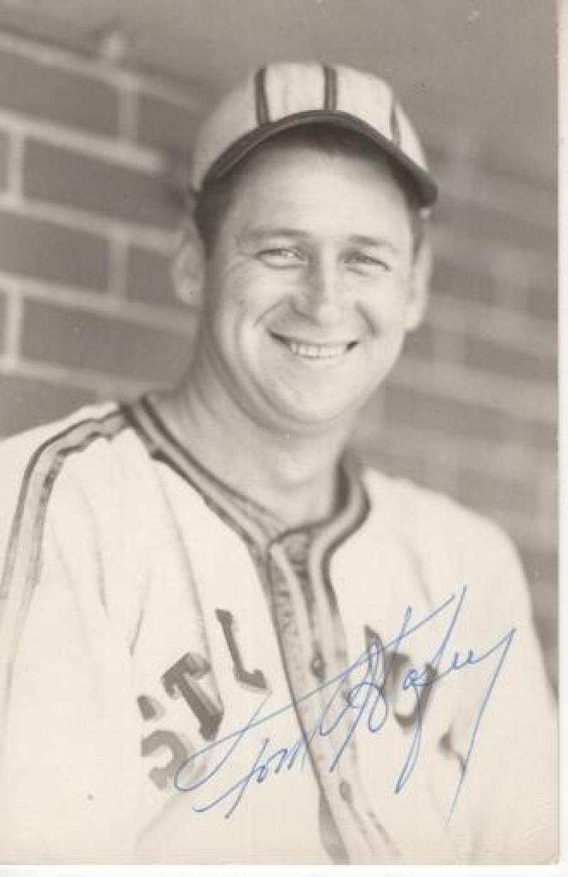 TOM HAFEY ST. LOUIS BROWNS SIGNED AUTOGRAPHED 3X5 POSTCARD W/ COA