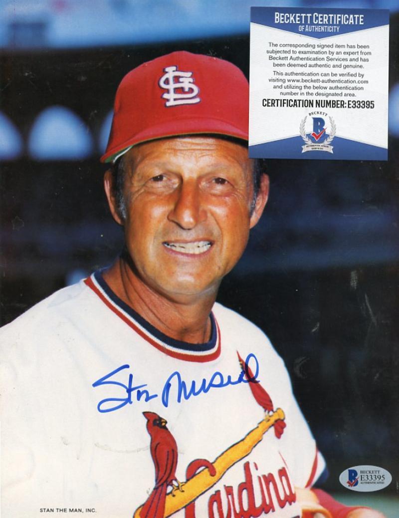 STAN MUSIAL ST. LOUIS CARDINALS OLDER SIGNED AUTO 8X10 PHOTO BECKETT E33395