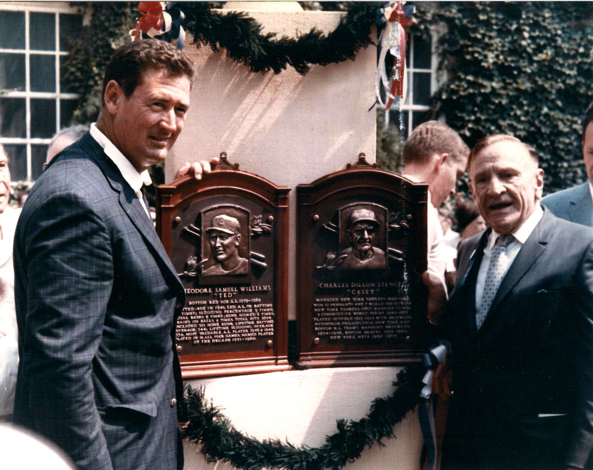 TED WILLIAMS & CASY STENGEL RARE HOF UNSIGNED 8X10 PHOTO