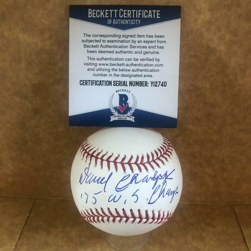DARRELL CHANEY 75 WS CHAMPS REDS SIGNED AUTOGRAPHED M.L. BASEBALL BECKETT Y12741
