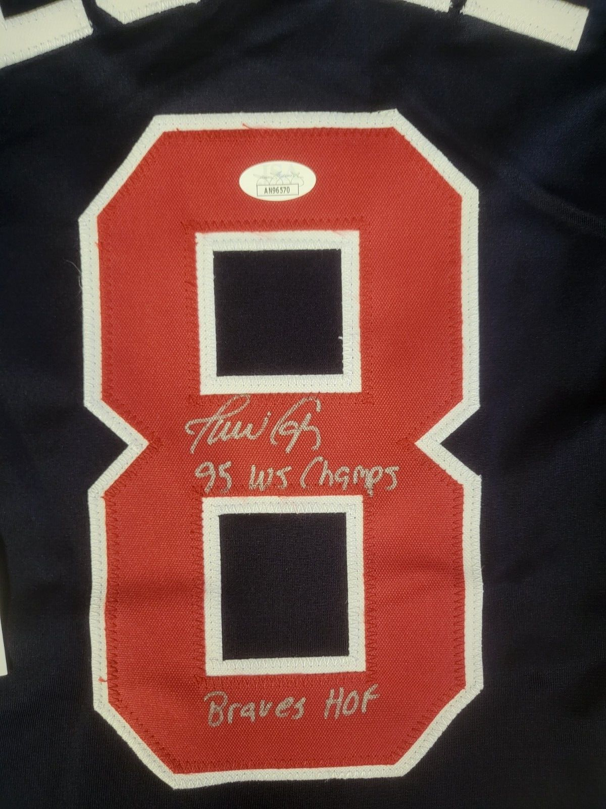 JAVY LOPEZ #8 ATLANTA BRAVES HOF 95 WS CHAMPS AUTO SIGNED CUSTOM JERSEY XL JSA
