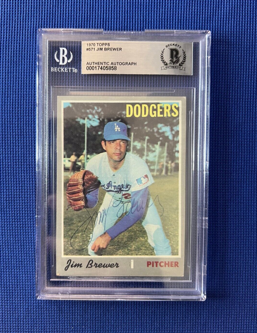 1970 TOPPS JIM BREWER LOS ANGELES DODGERS SIGNED AUTOGRAPHED #571 CARD BECKETT