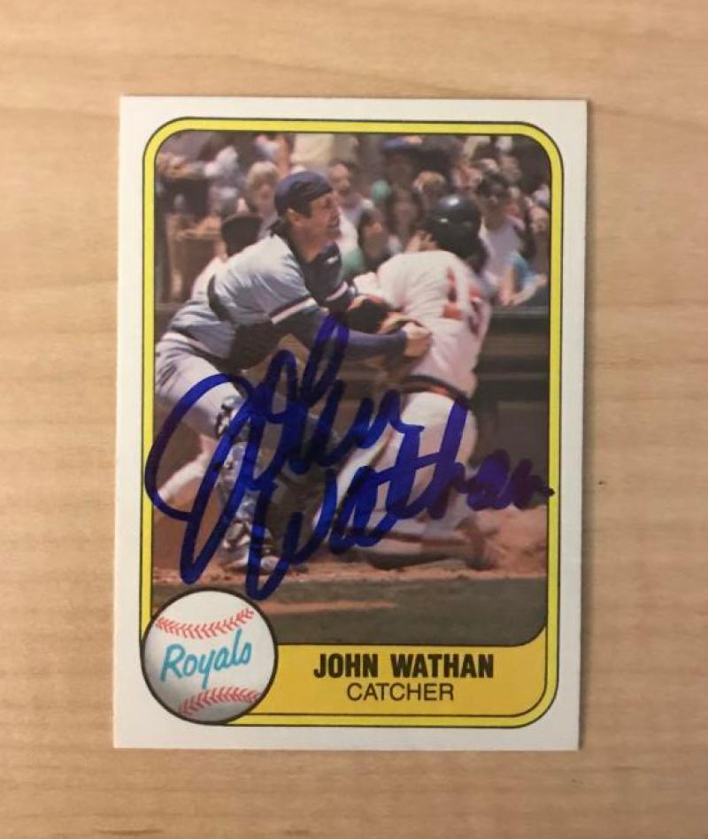 JOHN WATHAN KANSAS CITY ROYALS SIGNED AUTOGRAPHED 1981 FLEER CARD #46 W/COA