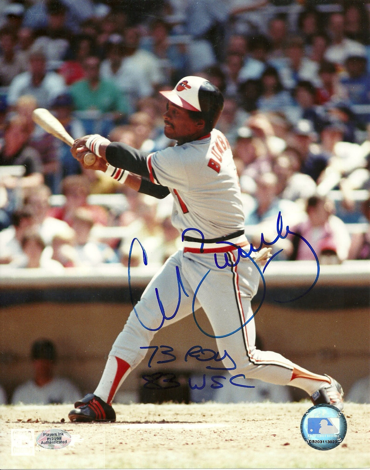 AL BUMBRY BALTIMORE ORIOLES SIGNED AUTOGRAPHED 8x10 PHOTO W/COA 73 ROY, 83 WSC