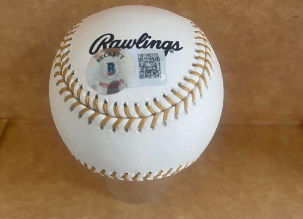 ADOLIS GARCIA RANGERS SIGNED AUTOGRAPHED GOLD GLOVE BASEBALL BECKETT AUTH