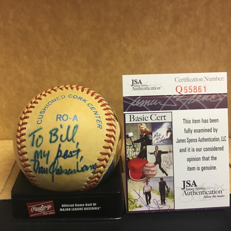 DAN QUISENBERRY PAINTED TO BILL DECEASED SIGNED A.L. BASEBALL JSA Q55861