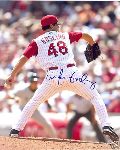 MIKE GOSLING CINCINNATI REDS SIGNED 8X10 PHOTO W/COA