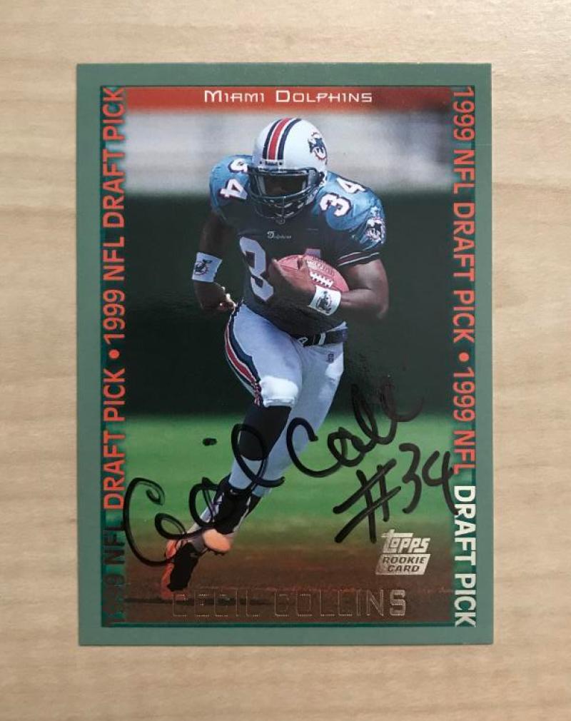 CECIL COLLINS MIAMI DOLPHINS SIGNED AUTOGRAPHED 1999 TOPPS CARD #340 W/COA