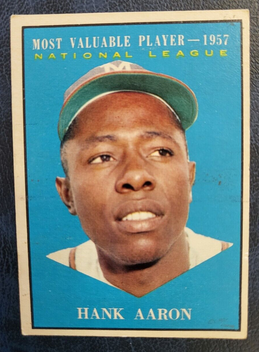 1961 TOPPS HANK AARON MOST VALUABLE PLAYER NATIONAL LEAGUE CARD #484 VINTAGE