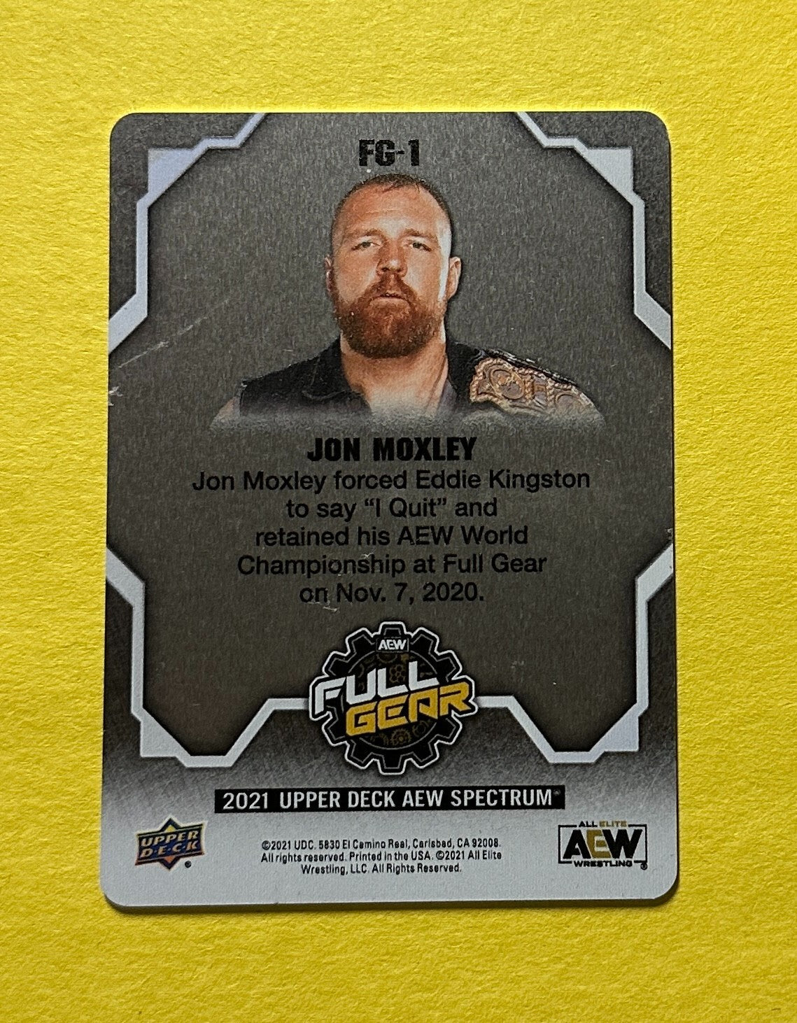 2021 UPPER DECK AEW SPECTRUM JON MOXLEY FULL GEAR #FG-1