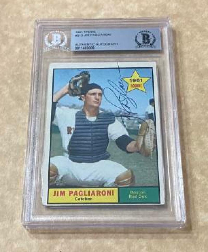 1961 TOPPS JIM PAGLIARONI #519 ROOKIE SIGNED CARD BECKETT AUTHENTIC AUTO