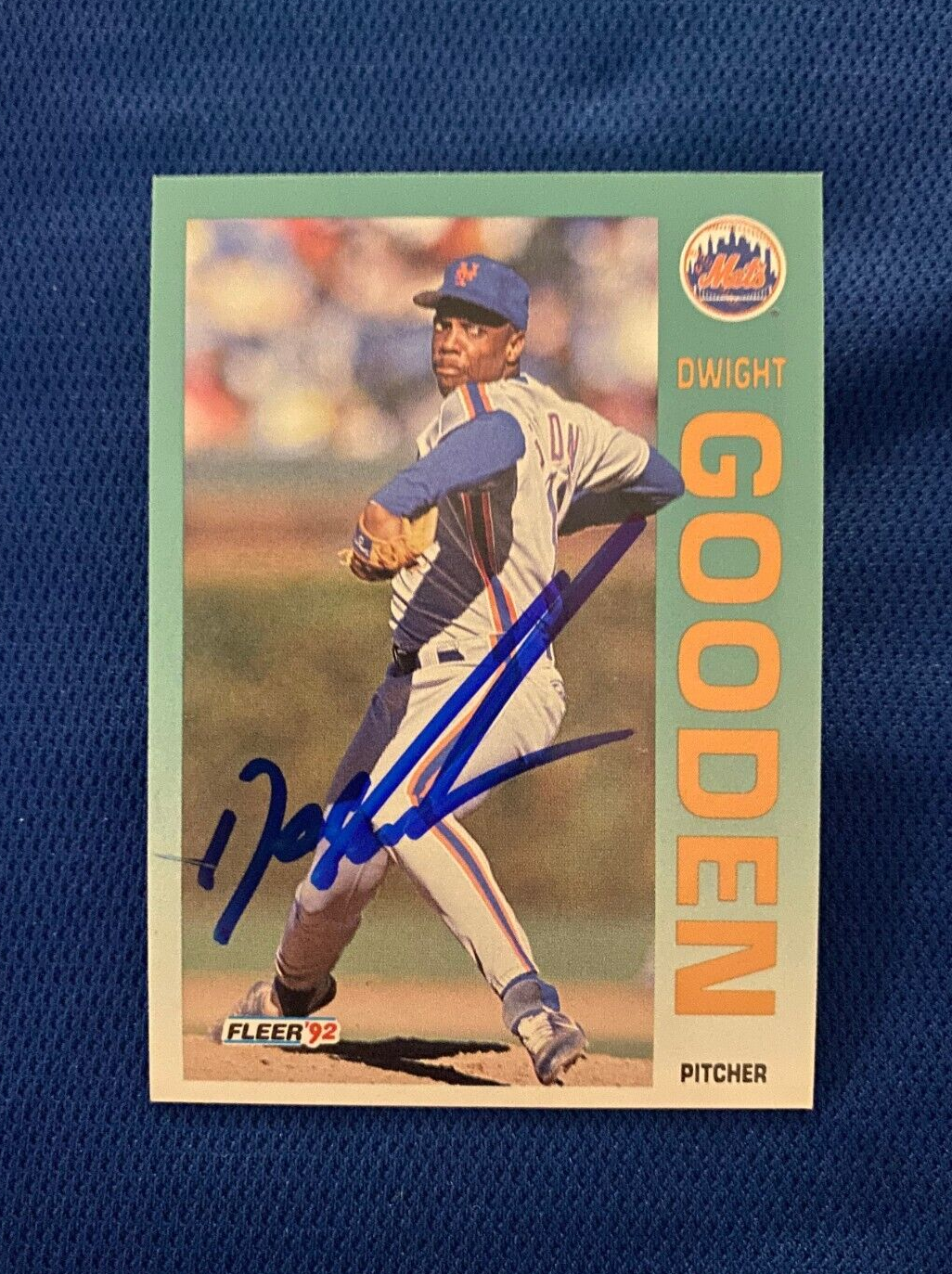 1992 FLEER DWIGHT GOODEN NEW YORK METS SIGNED AUTOGRAPHED CARD #505 W/COA