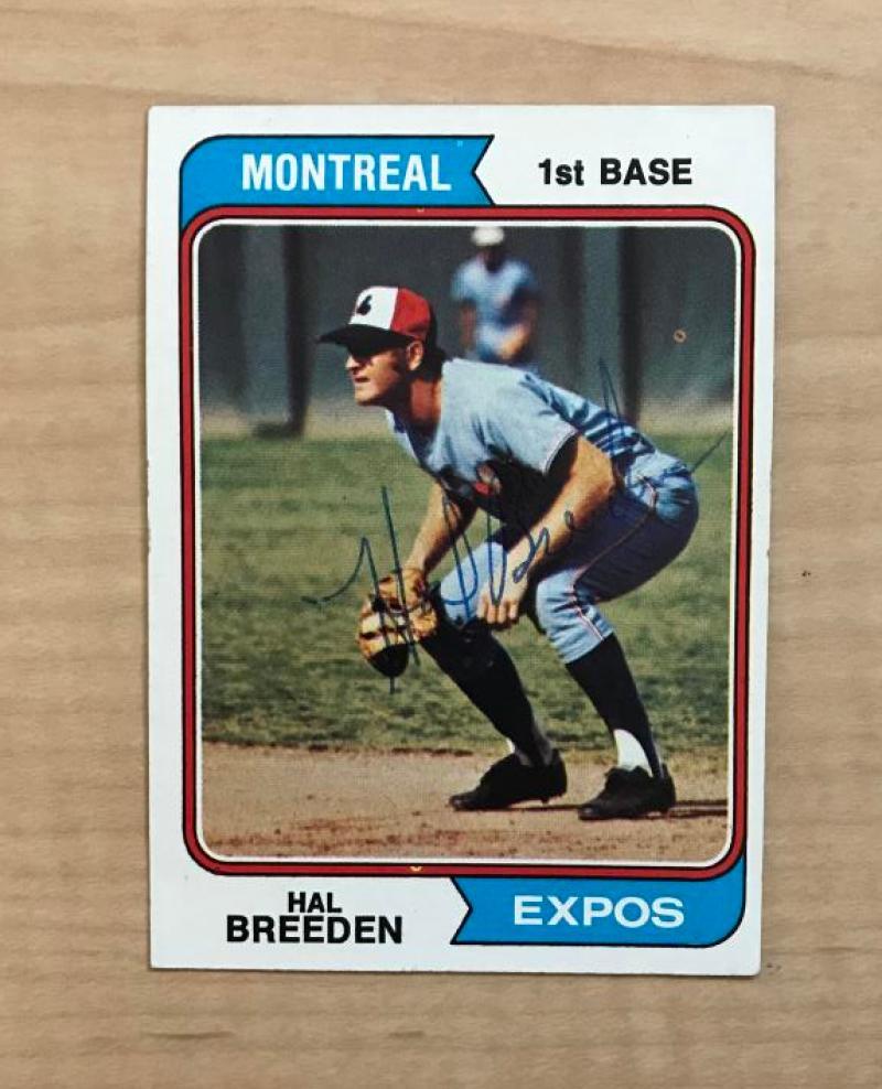 HAL BREEDEN MONTREAL EXPOS SIGNED VINTAGE 1974 TOPPS CARD #297 W/COA