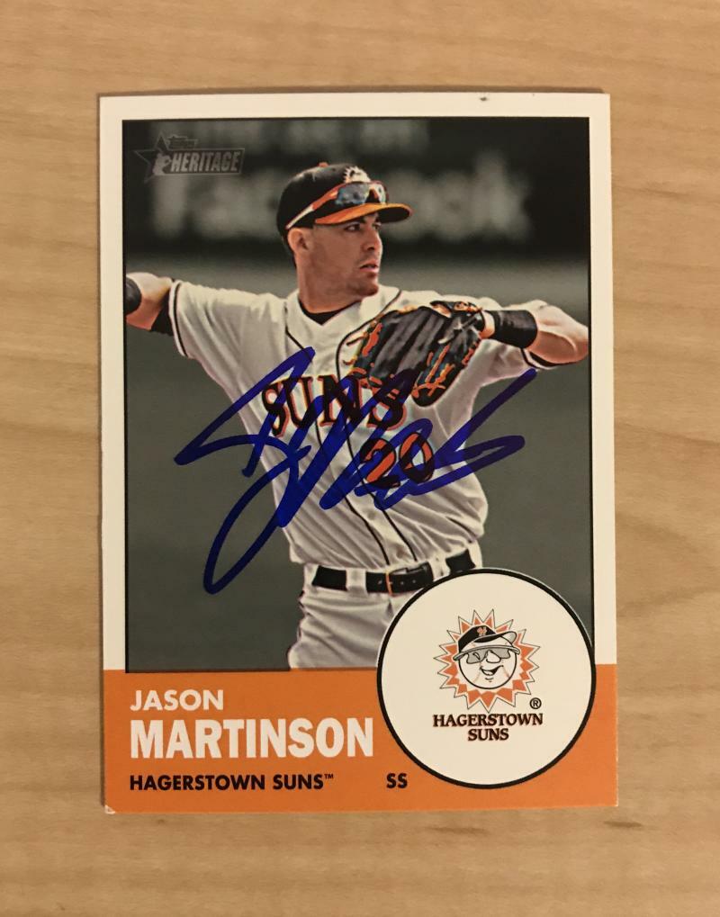JASON MARTINSON HAGERSTOWN SUNS SIGNED 2012 TOPPS HERITAGE MINORS CARD #50 W/COA