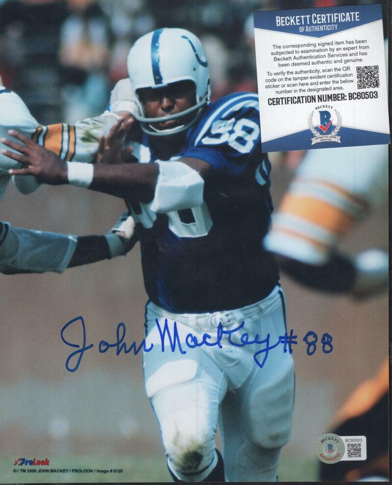 JOHN MACKEY BALTIMORE COLTS SIGNED 8X10 PHOTO BECKETT BC60503