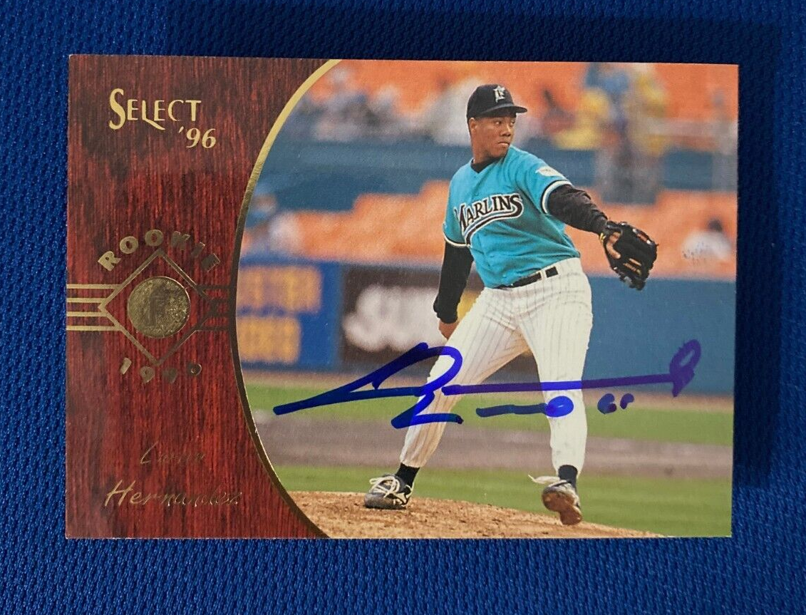 1996 SELECT LIVAN HERNANDEZ FLORIDA MARLINS AUTOGRAPH RC SIGNED CARD #174 COA